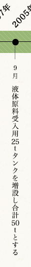 2005年9月　液体原料受入用25ｔタンクを増設し合計50ｔとする